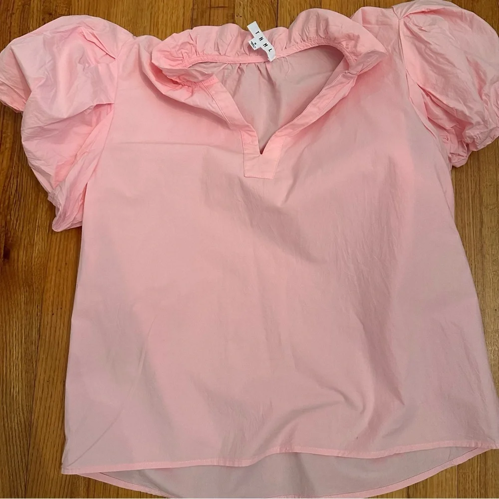 THML Gwen puff sleeve top in pink size S (c5)